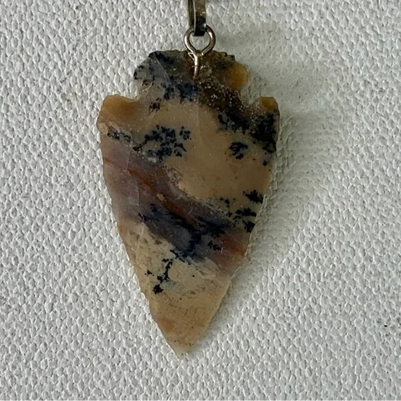 Arrowhead Leather Necklace Brown Agate Stone Primitive Jewelry Men's Tribal 19" - Picture 5 of 6